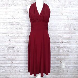 Jones Wear Dress Sz 10 Sleeveless Halter Style Burgundy 645A